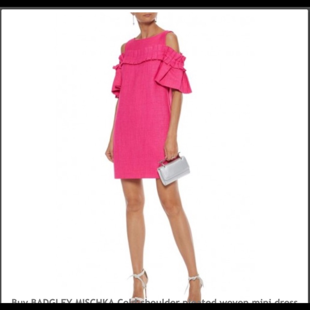 Badgley Mischka pleated woven mini dress